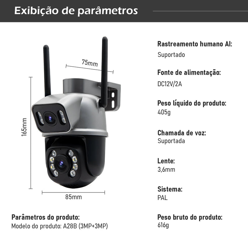 Câmera de Vigilância Câmera de Segurança Monitor 4K Ultra Hd Câmera de Segurança Wifi À Prova D'Água Eug//Icsee Black Wifi