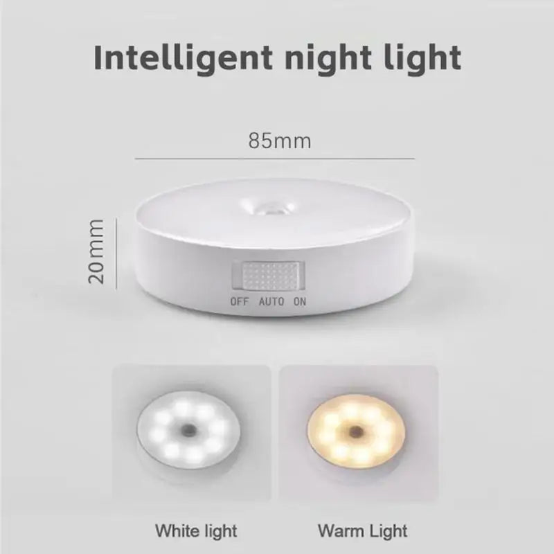 Lâmpada noturna LED inteligente com sensor de corpo humano, iluminação automática de emergência, carregamento USB, sucção magnética sem fio, luz noturna