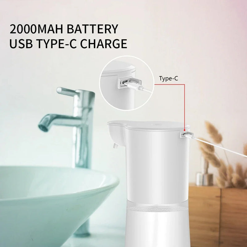 Novo dispensador de sabão de espuma de indução automática 2000mah carregamento usb inteligente infravermelho touchless lavadora mão para cozinha banheiro