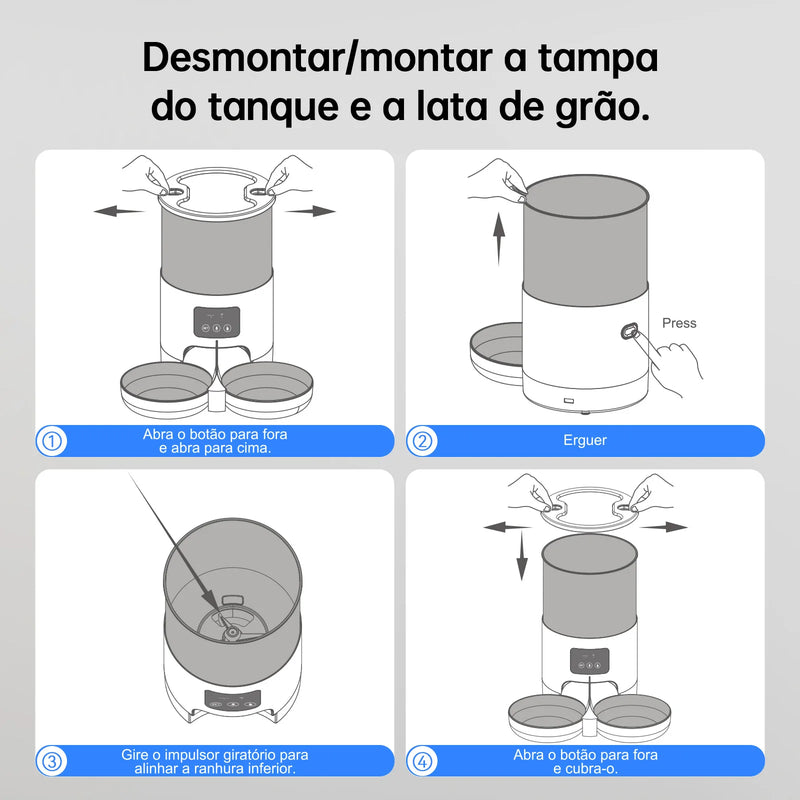 Alimentador para animais de estimação 5L com microfone Alimentador automático para gatos Dispensador de comida para cães inteligente WiFi Tempo Quantitativo Tigela de alimentação em aço inoxidável