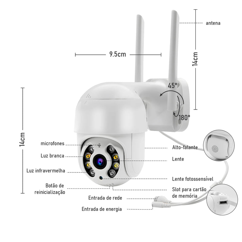 Câmera de Vigilância Câmera de Segurança Monitor 4K Ultra Hd Câmera de Segurança Wifi À Prova D'Água Eug//Icsee Black Wifi